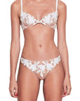 Fleur Du Mal Lily Embroidered Plunge Demi Bra in Ivory Size: 32B at Petticoat Lane Greenwich, CT