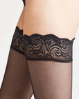 Falke Matt Deluxe 20 DEN Women Stay Ups Color: Black, Powder Size: 8.5-9, 9.5-10 at Petticoat Lane Greenwich, CT
