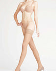 Falke Matt Deluxe 20 DEN Women Stay Ups Color: Powder Size: 8.5-9 at Petticoat Lane Greenwich, CT