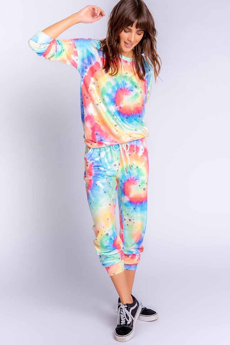 PJ Salvage Stardust LS/LP Lounge Set Color: Multi Size: XS, S, M, L at Petticoat Lane Greenwich, CT