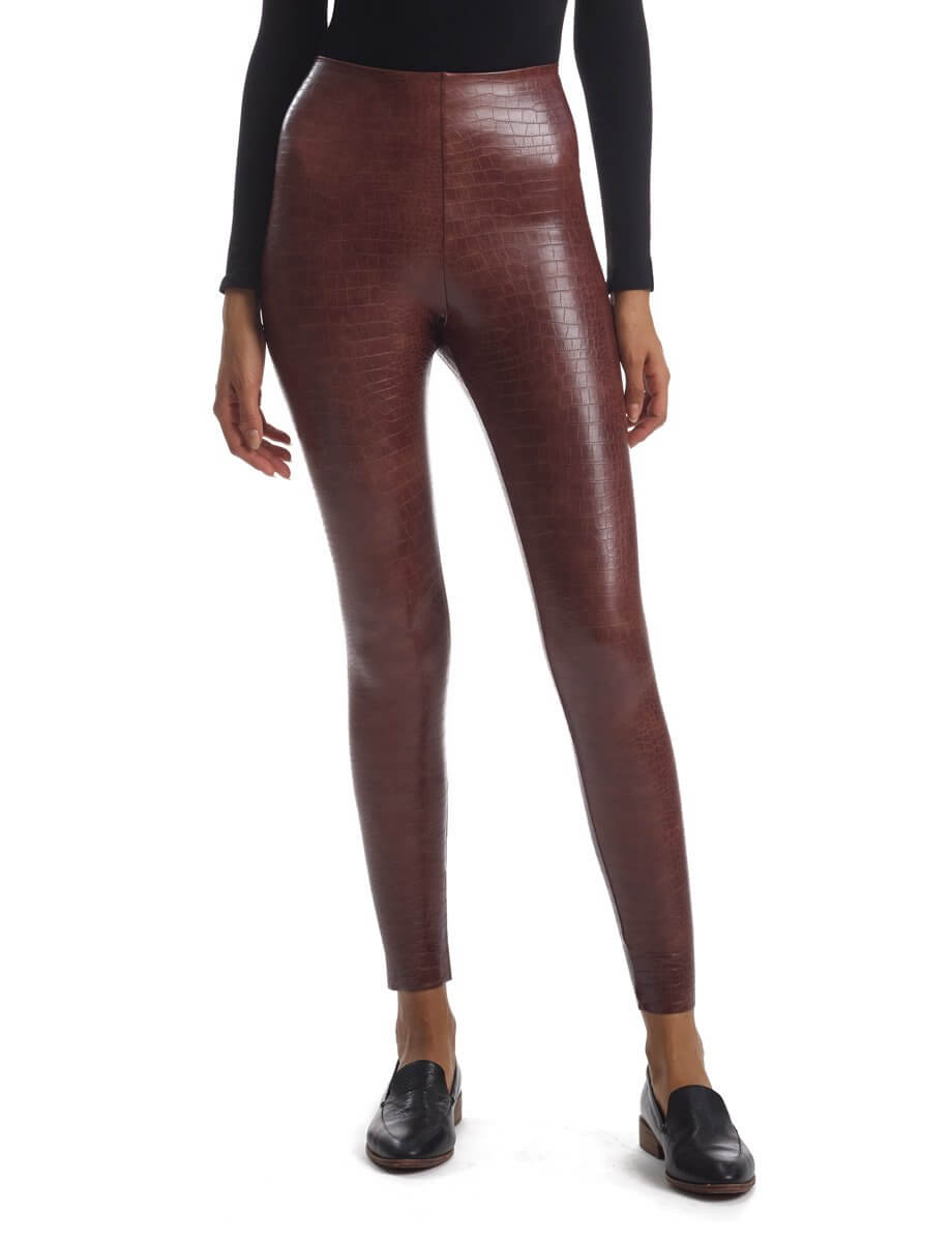 Commando Faux Leather Animal Legging Color: Brn.Croc Size: XS at Petticoat Lane  Greenwich, CT