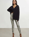 Faux Leather Animal Legging in Fog Python