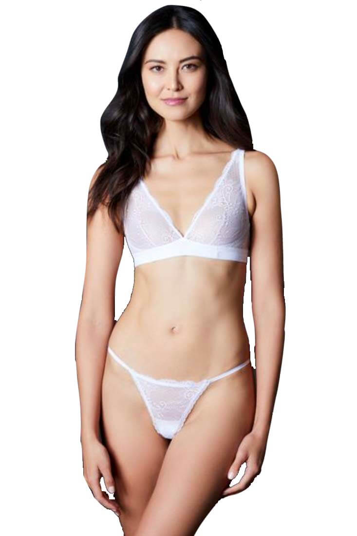 Journelle Sapna Plunge Bralette Color: Lune (White) Size: S at Petticoat Lane Greenwich, CT