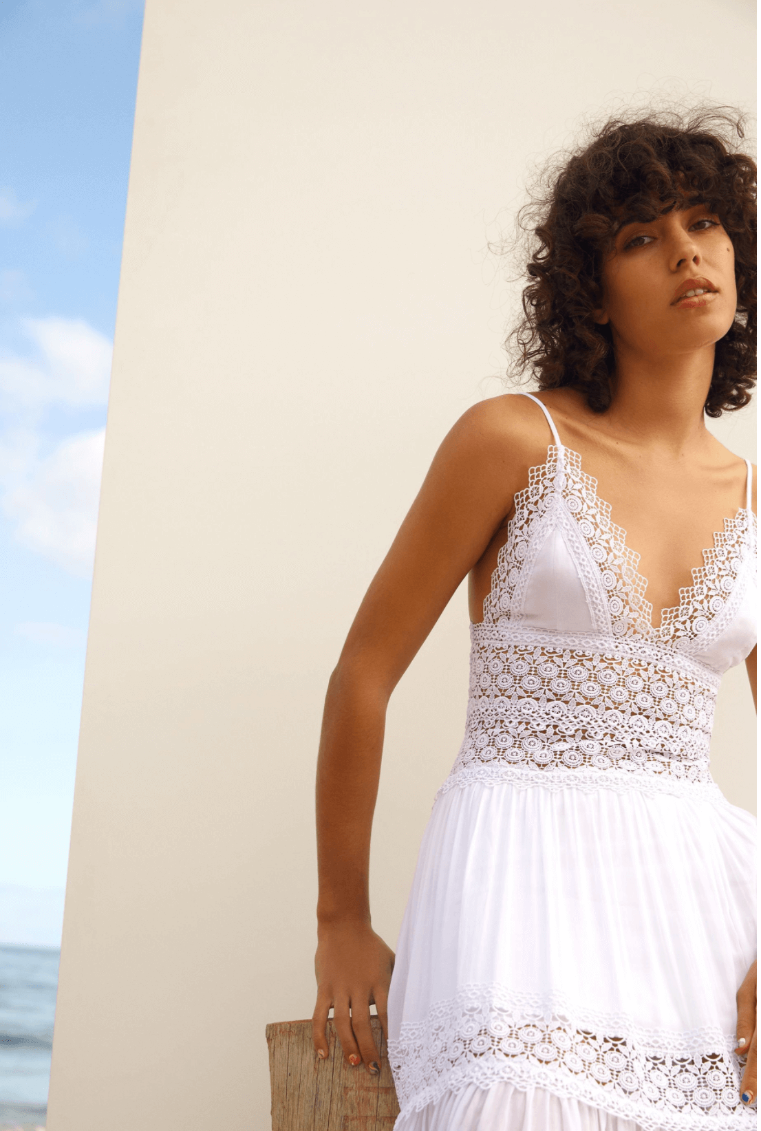 Charo Ruiz Cindy Long Dress in White, White / L Charo Ruiz Cindy Long Dress in White, White / L