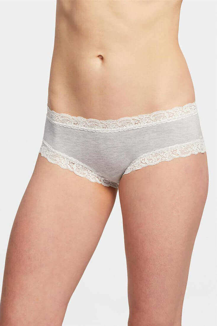 Fleur't Iconic Boyshort Color: Heather Grey/Chantilly Size: S at Petticoat Lane Greenwich, CT