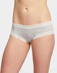 Fleur't Iconic Boyshort Color: Heather Grey/Chantilly Size: S at Petticoat Lane Greenwich, CT