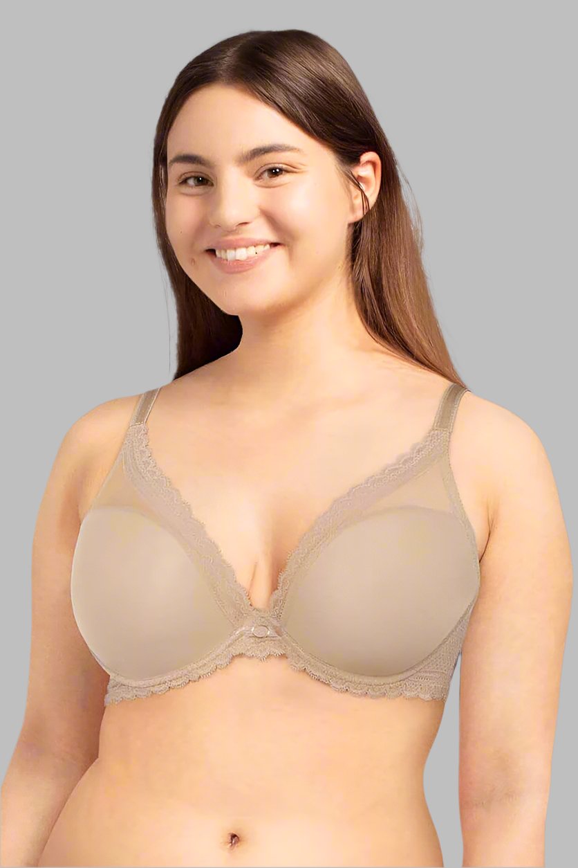 Chantelle Parisian Allure Plunge Bra Color: Nude Size: 30D at Petticoat Lane Greenwich, CT