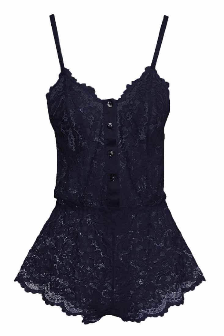 Cosabella Magnolia Teddy Color: Nocturnal Blue, White Size: S, M at Petticoat Lane Greenwich, CT