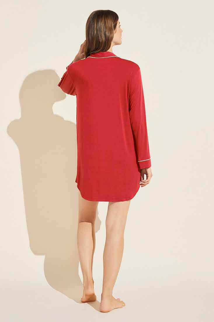 Eberjey Gisele Sleepshirt Color: Haute Red/Bone, Navy/Ivory, Charcoal/Pink, Heather Grey/Sorbet Pink, LaRosa/Indigo Blue Size: XS, S, M, L at Petticoat Lane Greenwich, CT