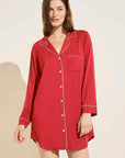 Eberjey Gisele Sleepshirt Color: Haute Red/Bone Size: XS at Petticoat Lane Greenwich, CT