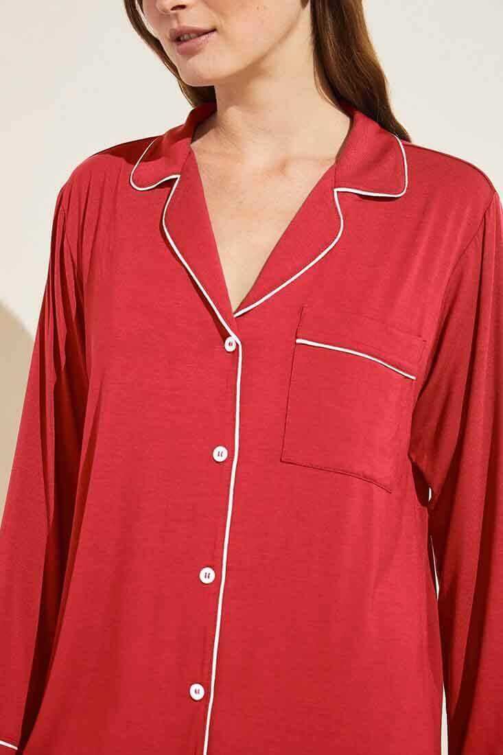 Eberjey Gisele Sleepshirt Color: Haute Red/Bone, Navy/Ivory, Charcoal/Pink, Heather Grey/Sorbet Pink, LaRosa/Indigo Blue Size: XS, S, M, L at Petticoat Lane Greenwich, CT