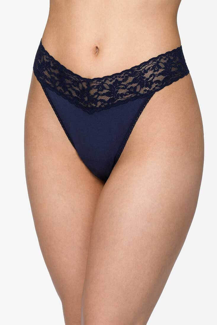 Hanky Panky Organic Cotton Original Rise Thong Color: Navy, Chai, Black, White, Cucumber Green, French Lavender at Petticoat Lane Greenwich, CT