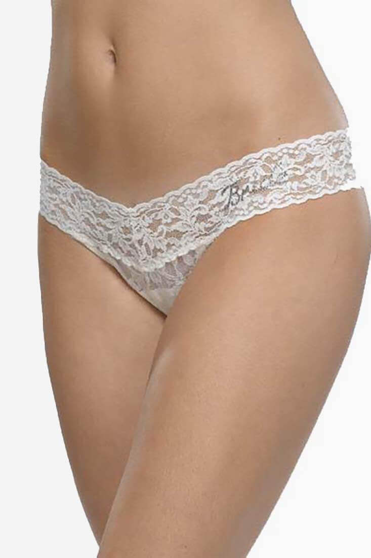 Hanky Panky "Bride" Low Rise Thong Color: Celeste with Clear Crystals, White, Ivory, Black at Petticoat Lane Greenwich, CT