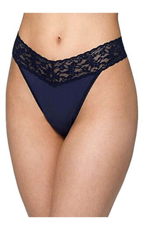 Hanky Panky Organic Cotton Original Rise Thong Color: Navy at Petticoat Lane Greenwich, CT