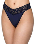 Hanky Panky Organic Cotton Original Rise Thong Color: Navy at Petticoat Lane Greenwich, CT