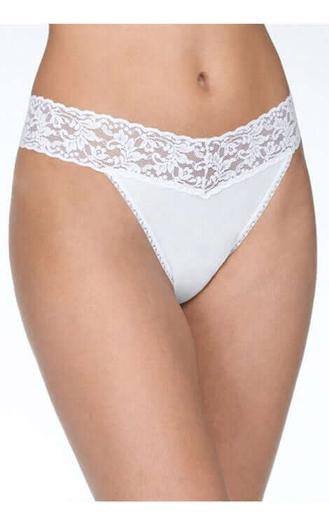 Hanky Panky Organic Cotton Original Rise Thong Color: White at Petticoat Lane Greenwich, CT