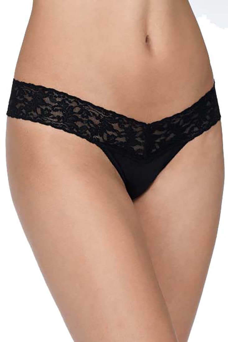 Hanky Panky Organic Cotton Low Rise Thong Color: Black at Petticoat Lane Greenwich, CT