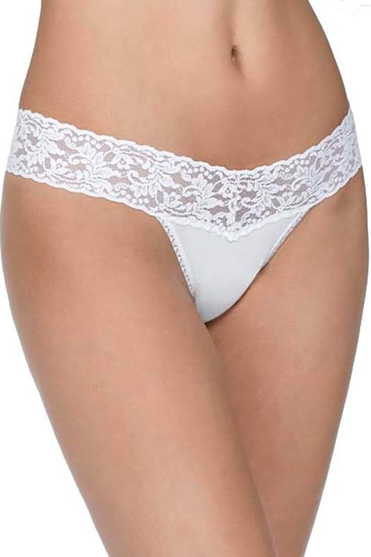 Hanky Panky Organic Cotton Low Rise Thong Color: White at Petticoat Lane Greenwich, CT