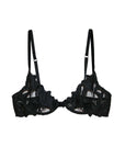 Lily Embroidered Plunge Demi Bra in Black