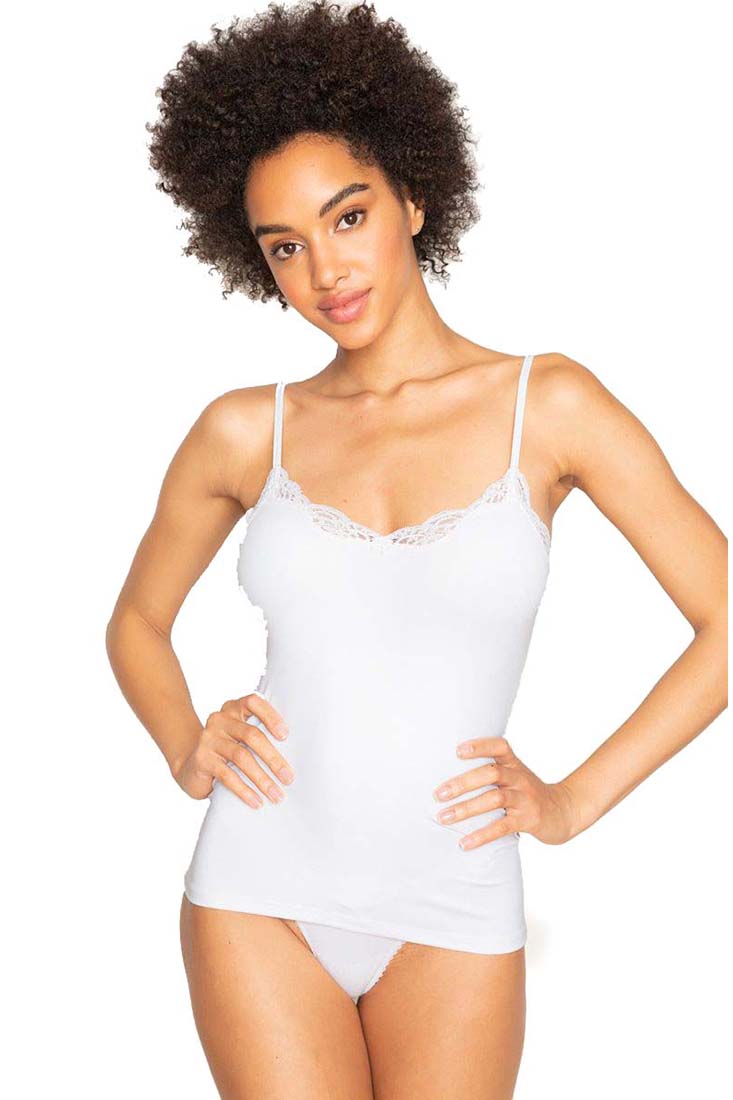 Only Hearts Lace V Cami Color: White Size: S at Petticoat Lane Greenwich, CT
