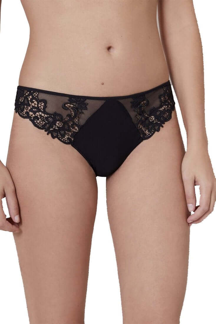 Simone Perele Saga Thong Color: Black Size: XS at Petticoat Lane Greenwich, CT