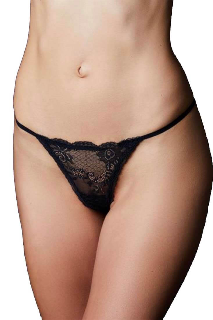 Journelle Sapna G-String Color: Noir (Black) Size: S/M at Petticoat Lane Greenwich, CT