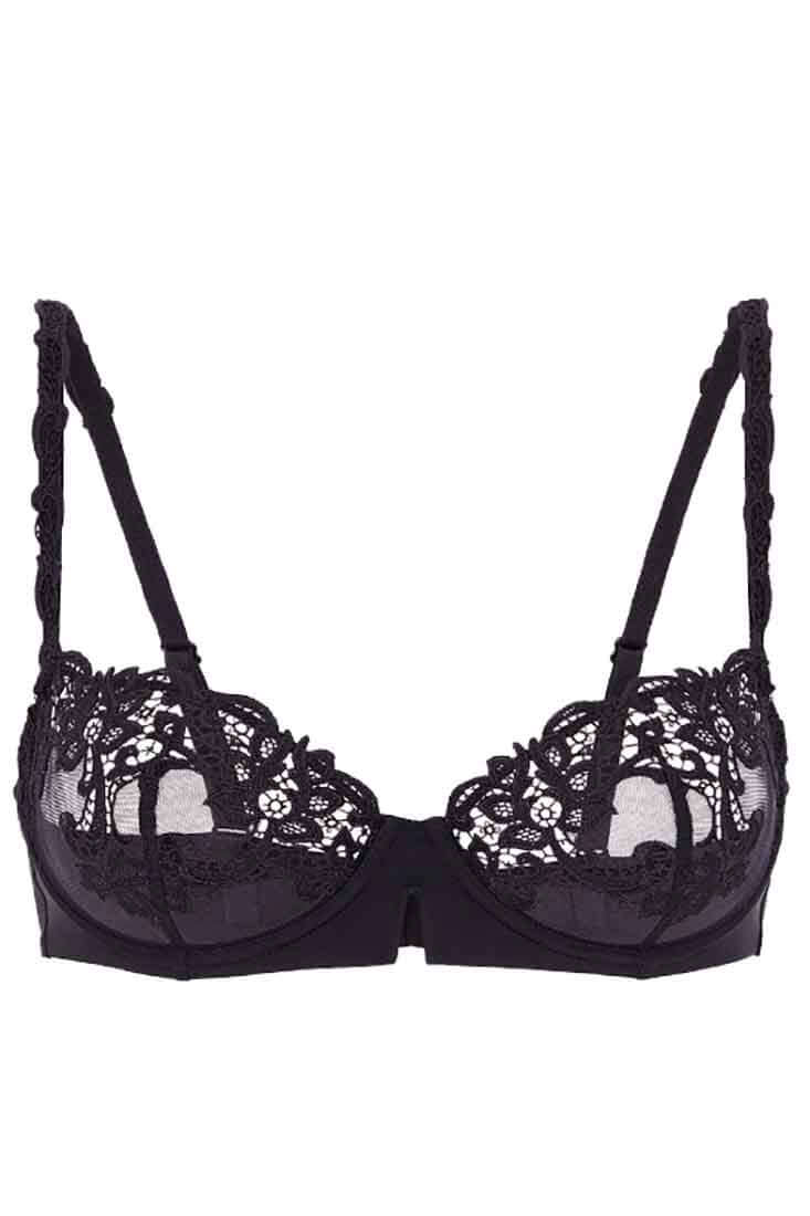 Simone Perele Saga Demi Cup Color: White, Black Size: 32B, 32C, 32D, 32E, 34B, 34C, 34D, 34E, 36B, 36C, 36D, 36E, 38B, 38C, 38D, 32F, 34F at Petticoat Lane Greenwich, CT