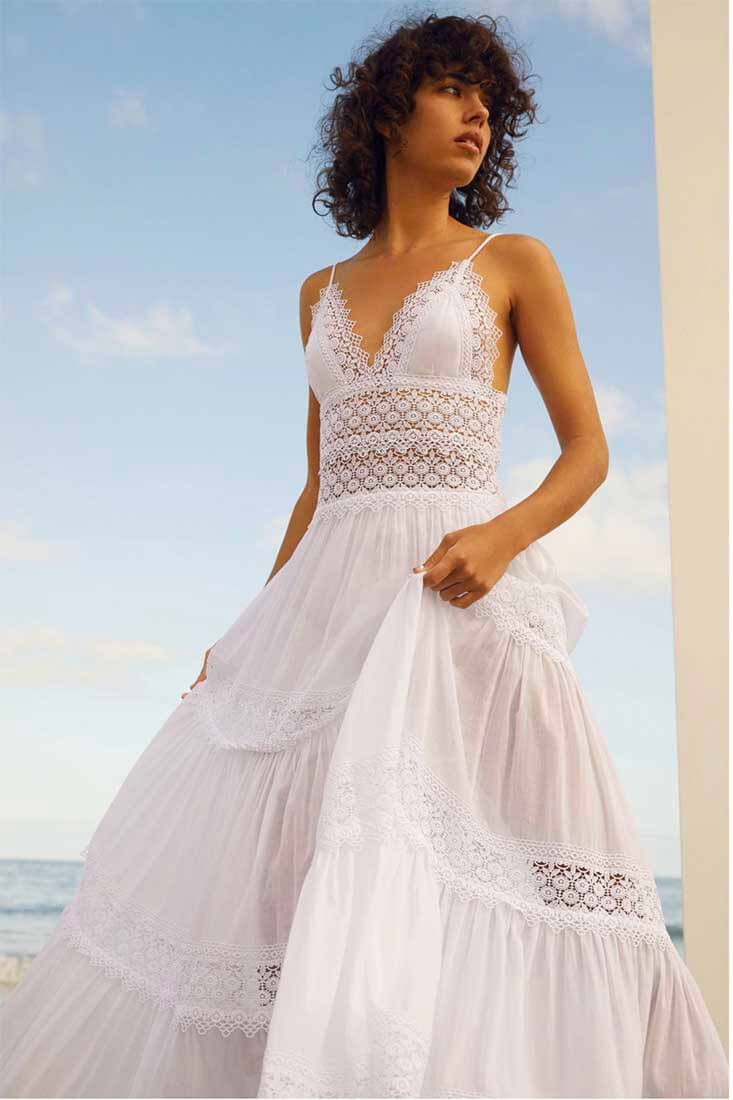 Charo Ruiz Cindy Long Dress Color: White Size: S, M, L at Petticoat Lane Greenwich, CT