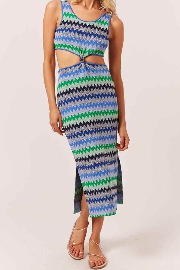Solid & Striped Bailey Dress in Ombre Zig Zag Color: Blue Ombre Zig Zag Size: XS, S, M at Petticoat Lane Greenwich, CT