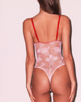 Bouquet Lace Heart Bodysuit in Rouge