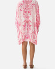Tie Sleeve Short V- Neck Kaftan in Livin La Vida Rosa