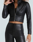 Faux Leather Cropped Biker Jacket