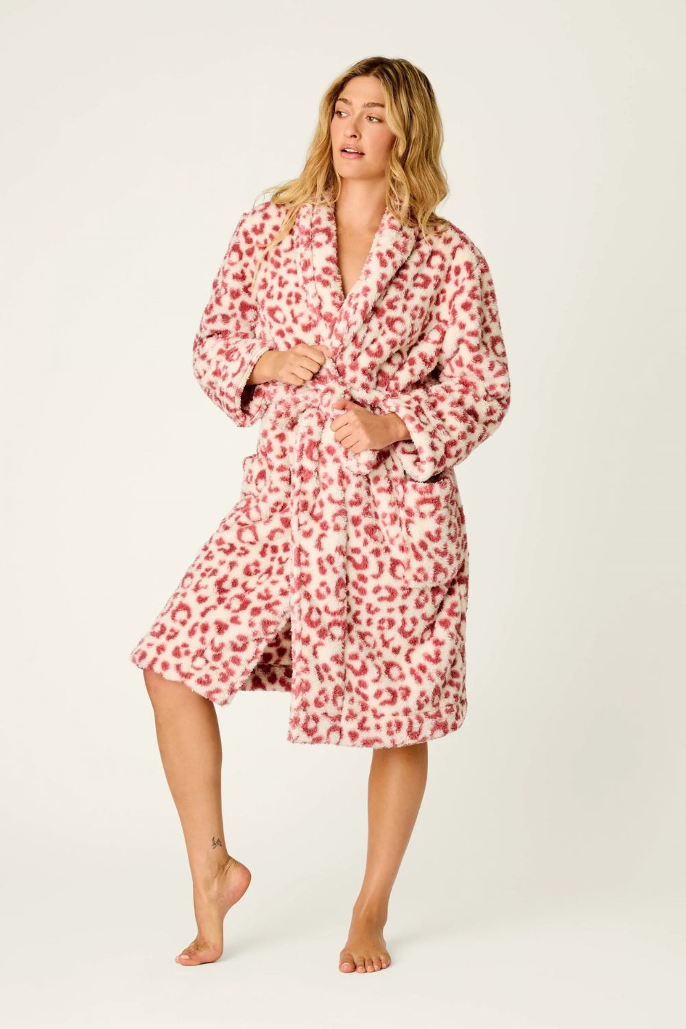 Let's Get Cozy Leopard Robe in Deep Wine
