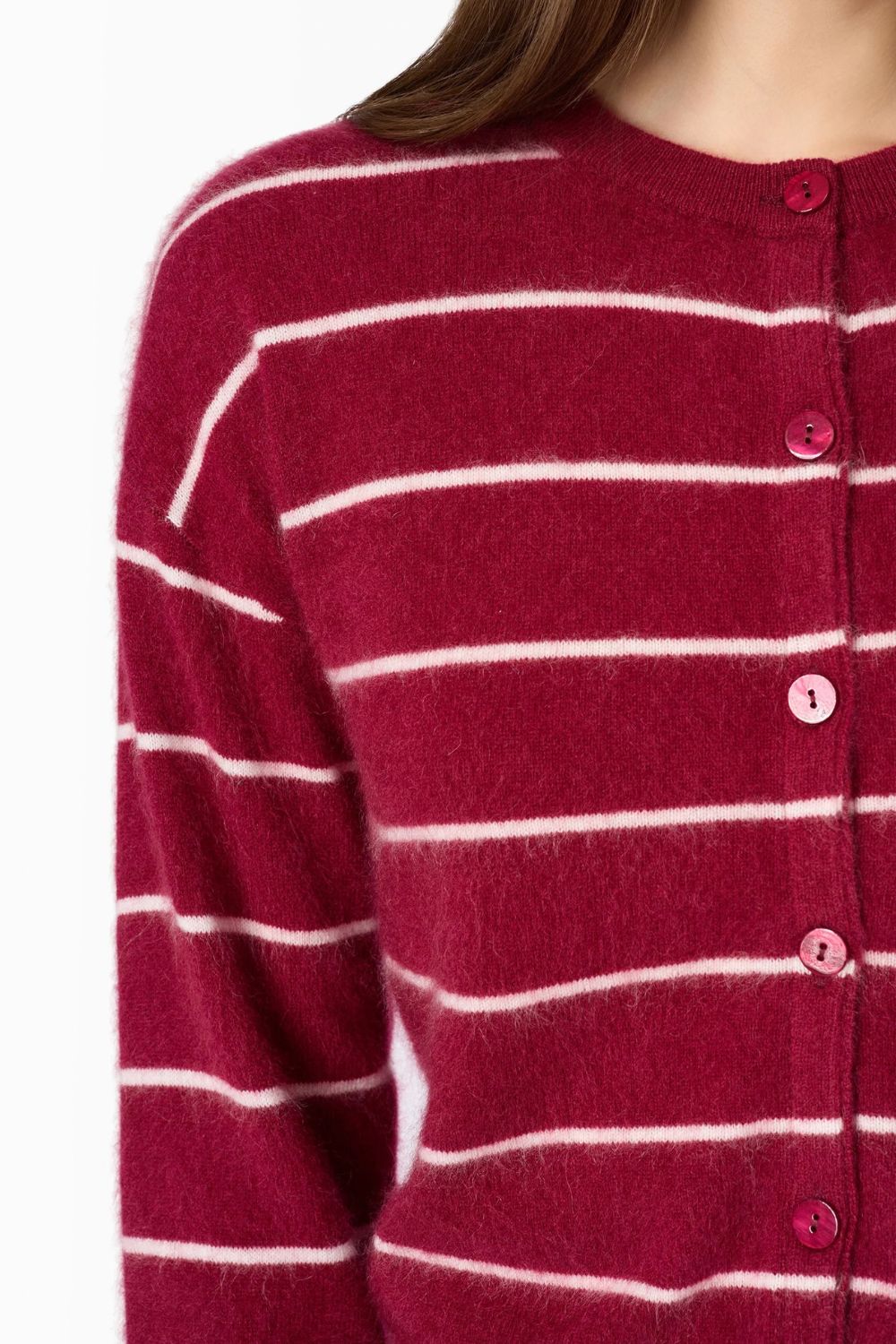 Benning Cashmere Cardigan in Plum Stripe