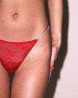 Crystal Bouquet Lace G-String in Rouge