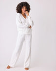 Cable Crew Long Sleeve and Pants Lounge Set In Ivory