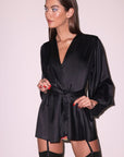 Angel Sleeve Robe in Black