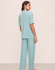 Gisele Short Sleeve and Pant Set in Canal Blue/Ivory