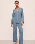 Gisele Long PJ Set in Faded Denim/Ivory