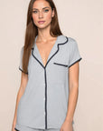 Frida Shortie PJ Set in Gray Dawn/Navy