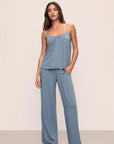 Gisele Cami/Pant PJ Set in Faded Denim/Ivory