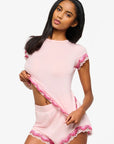 Amalia Cap Sleeve Tee and Short PJ Set in Pink Lily