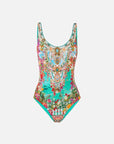 Wide Strap Round Neck One Piece Swimsuit in Meet Me in Mallorca