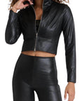 Faux Leather Cropped Biker Jacket