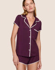 Frida Shortie PJ Set in Plum/Ivory