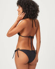 Black Triangle Rope Bikini Top and Triangle Bottom Set