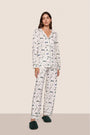 Gisele Printed Long PJ Set in Ski Chalet Ivory/Pine