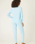 Textured Long Pajama Set in Light Sky