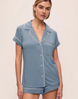 Gisele Shortie PJ Set Faded Denim/Ivory