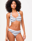 Nautical Stripe U Bar Top with Fold over Bottom Bikini Set